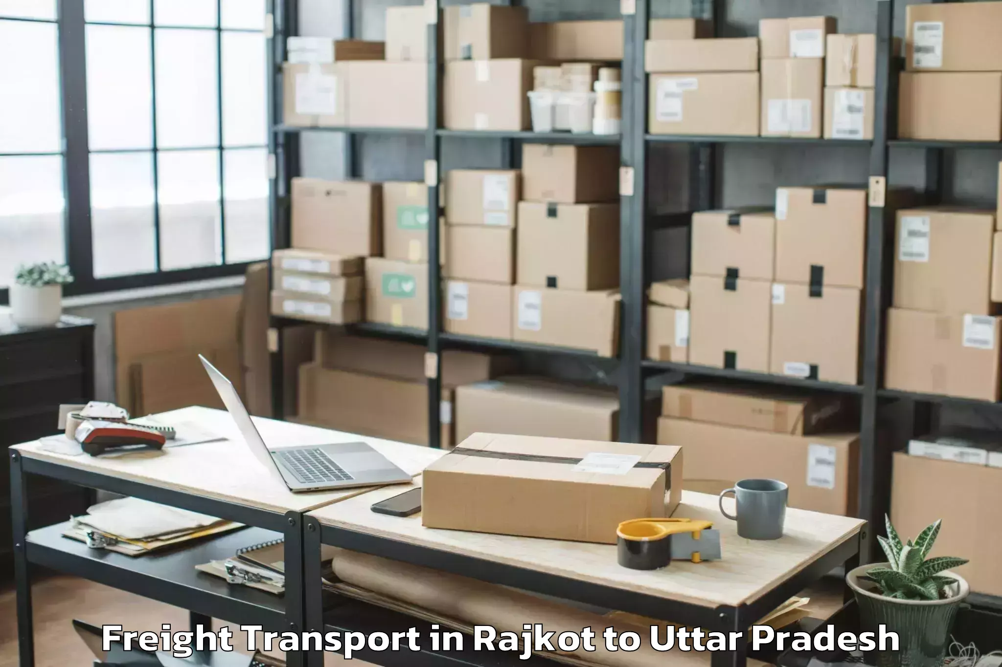 Reliable Rajkot to Gardens Galleria Lucknow Freight Transport